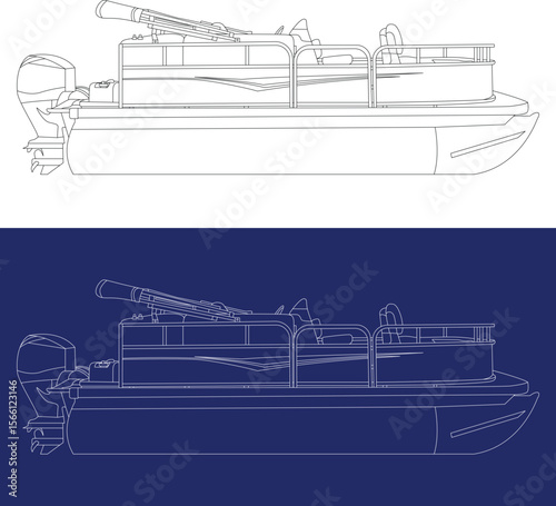  Pontoon boat line drawing