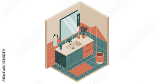 Isometric bathroom vector illustration: modern design for interior decor inspiration