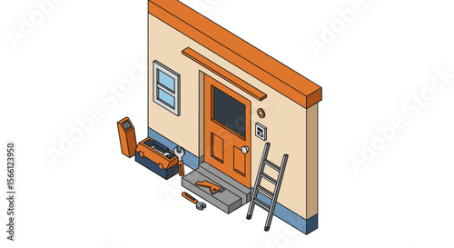 Home renovation tools vector illustration in isometric style for design projects