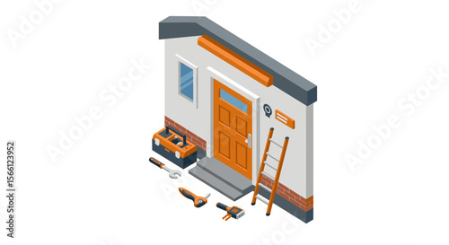 Isometric home repair tools vector illustration for diy projects and construction design