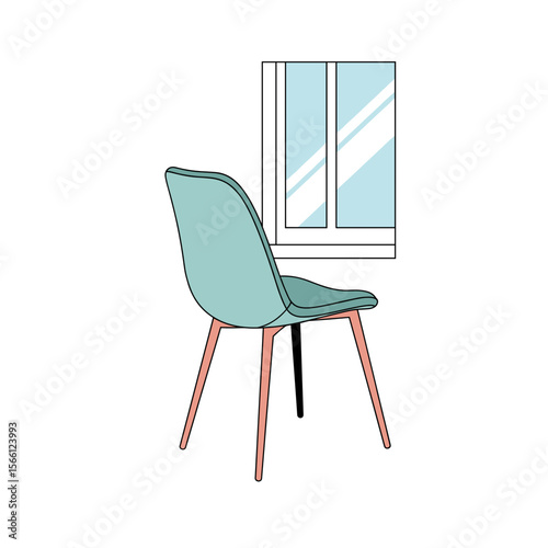 Modern chair positioned near window with natural light  