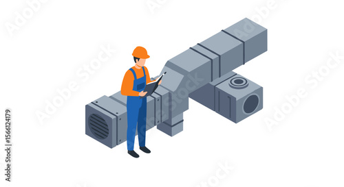 Hvac maintenance vector illustration: isometric style design for engineering posters