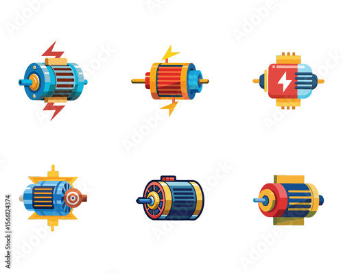 electric motor line art vector illustration