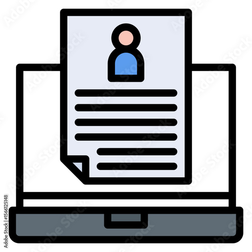 Resume icon vector image. Can be used for 3d Printing.