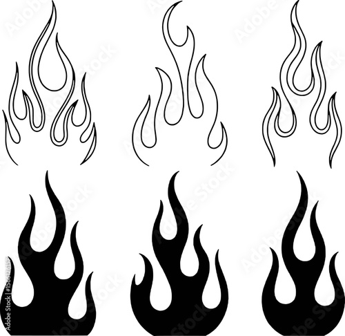 Stylized fire flames graphic design illustration