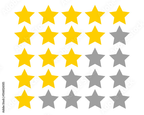 Five stars rating vector icon. Five stars customer product rating review. vector illustration
