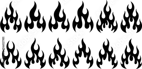 Tribal flames fire graphic design black and white