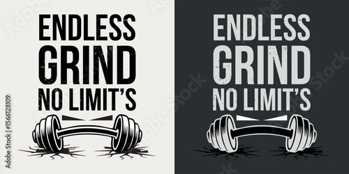 Endless Grind No Limits - Motivational Fitness Typography T-shirt design
