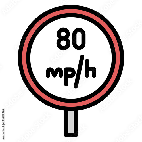 Speed Limit Sign icon vector image. Can be used for Driving School.