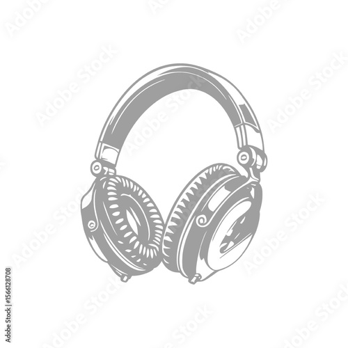 Illustration of Stylish Gray Headphones