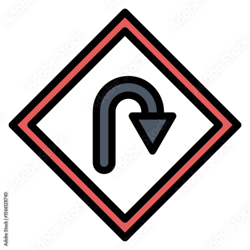U-Turn icon vector image. Can be used for Driving School.