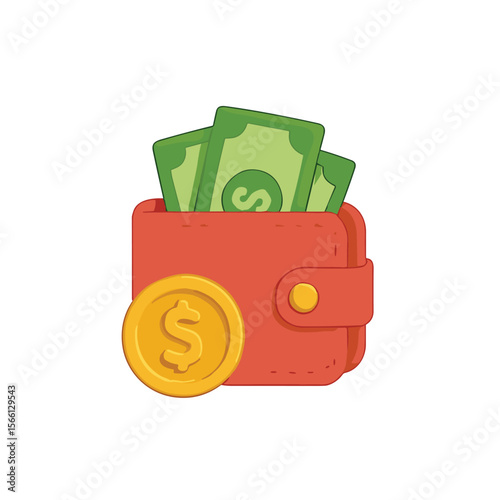vector illustration of a money bag with money