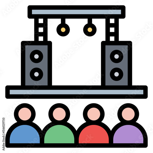 Concert Crowd icon vector image. Can be used for Rock and Roll.