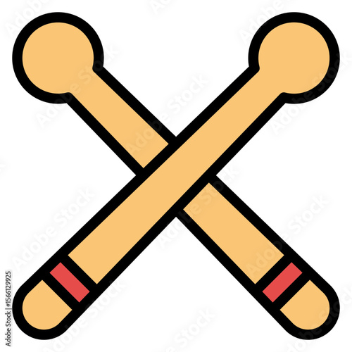 Drumsticks icon vector image. Can be used for Rock and Roll.