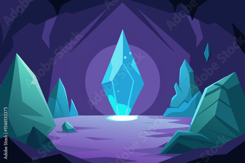 crystal cavern with glowing light source