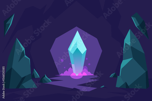 crystal cavern with glowing light source