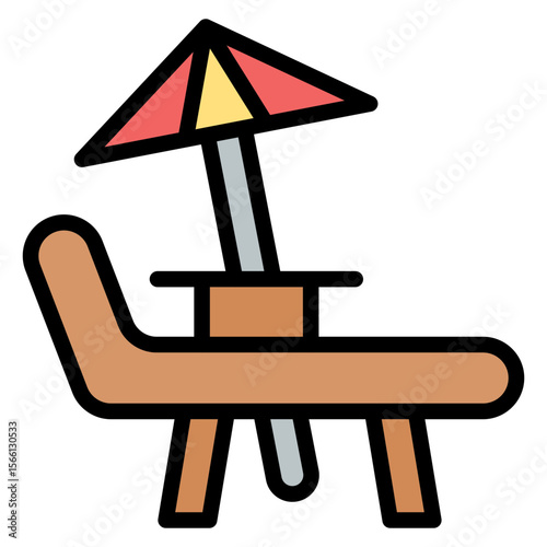 Deck Chair icon vector image. Can be used for Cruiser.