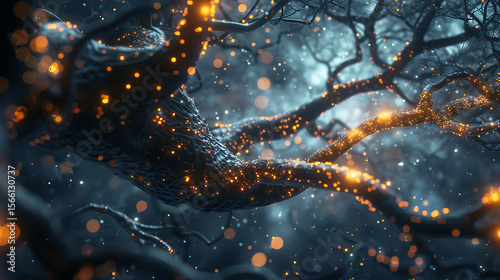 A 3D tree diagram displays multiple branching connections, illustrating relationships and hierarchy in a visually structured, easy-to-follow layout.

