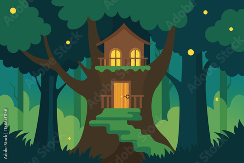 magical treehouse hidden in the woods