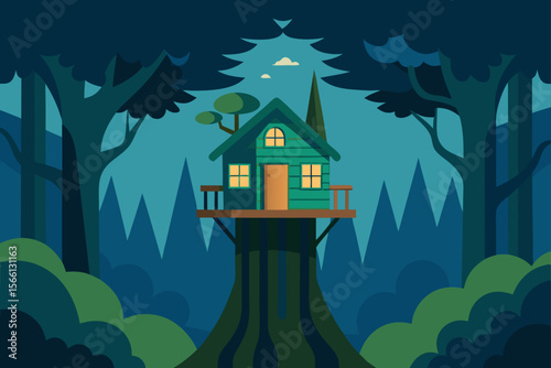 magical treehouse hidden in the woods