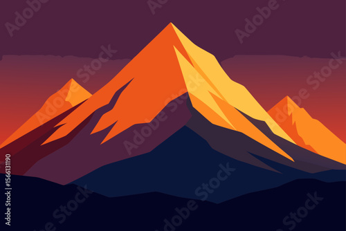 majestic mountain peak illuminated by sunset