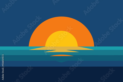 ocean sunrise with golden horizon