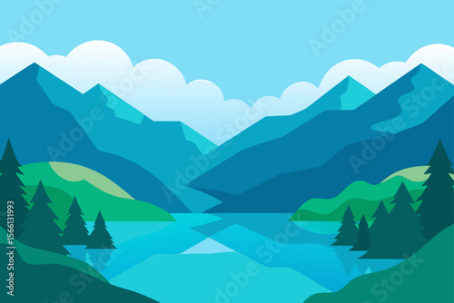 serene lake between mountain valleys