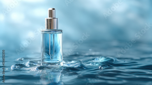 Wallpaper Mural Captivating clear serum bottle with blue tint, surrounded by refreshing water, creates feeling of purity and tranquility Torontodigital.ca