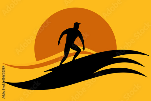 surfer silhouette at sunset with golden water