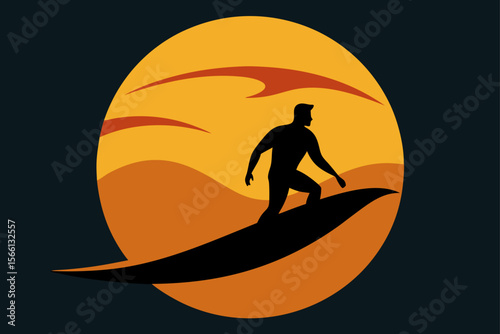 surfer silhouette at sunset with golden water