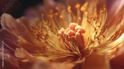 Closeup delicate flower stamen detail