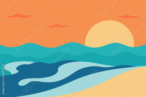 waves gently crashing on sandy shore at sunset