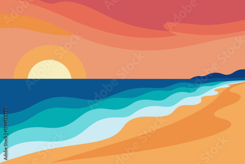 waves gently crashing on sandy shore at sunset