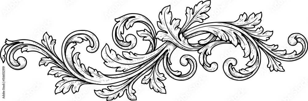 a black and white drawing of a leafy vine