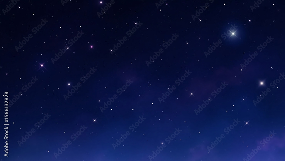 Fototapeta premium A starry night sky with numerous stars scattered across a dark blue backdrop.