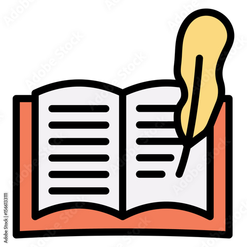 Book and Quill icon vector image. Can be used for Mining And Crafting.
