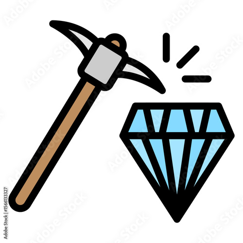 Diamond Pickaxe icon vector image. Can be used for Mining And Crafting.