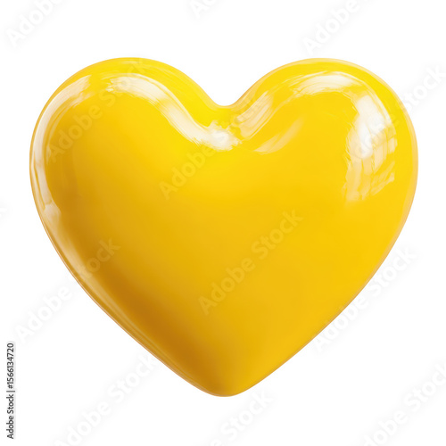 A shiny yellow heart shape isolated on a solid black background