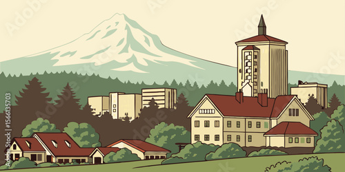 Gresham Oregon Skyline with Mt Hood