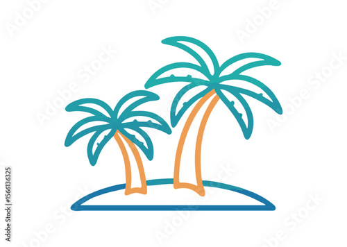 Palm tree colorful Vector, Palm tree Icon