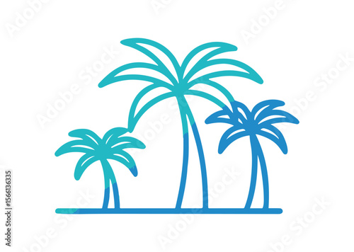 Palm tree colorful Vector, Palm tree Icon