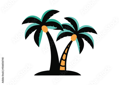 Palm tree colorful Vector, Palm tree Icon