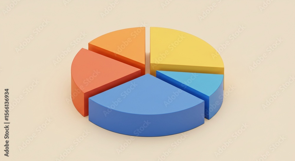 Obraz premium Colorful 3D Pie Chart Illustration Data Visualization