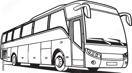 Black and White Luxury Tour Bus Vector with Tinted Windows on Transparent Background