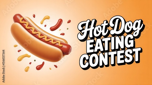 Photo of hot dog eating contest illustration photo
