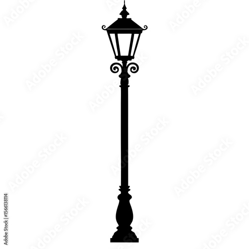  Vintage Street Lamp – Black Silhouette Illustration