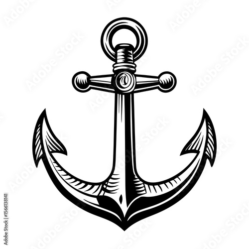 Classic Ship Anchor with Rope – Maritime Silhouette Design