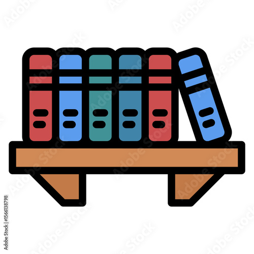 Bookshelf icon vector image. Can be used for Literature.