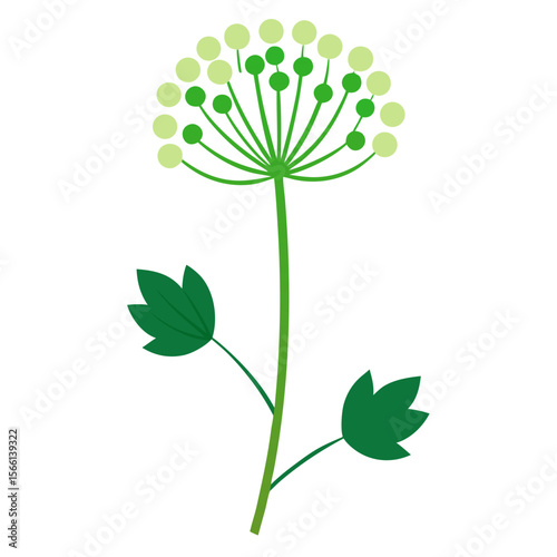  Minimal Green Flower – Botanical Flat Illustration