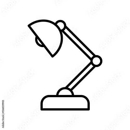 Illustration of a Minimalist Adjustable Desk Lamp in Black and White